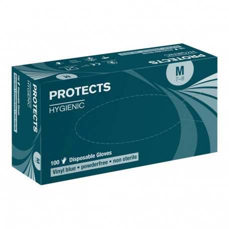 Jednorázové vinilové rukavice modré PROTECTS HYGIENIC VINYL