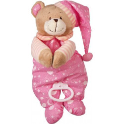 Textilní hračky - Hrací medvídek růžový